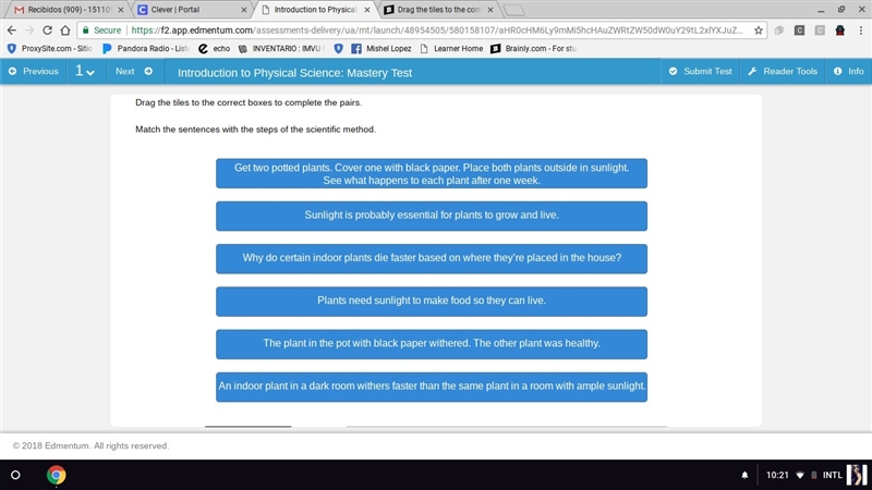 Drag the tiles to the correct boxes to complete the pairs. Match the sentences with-example-2