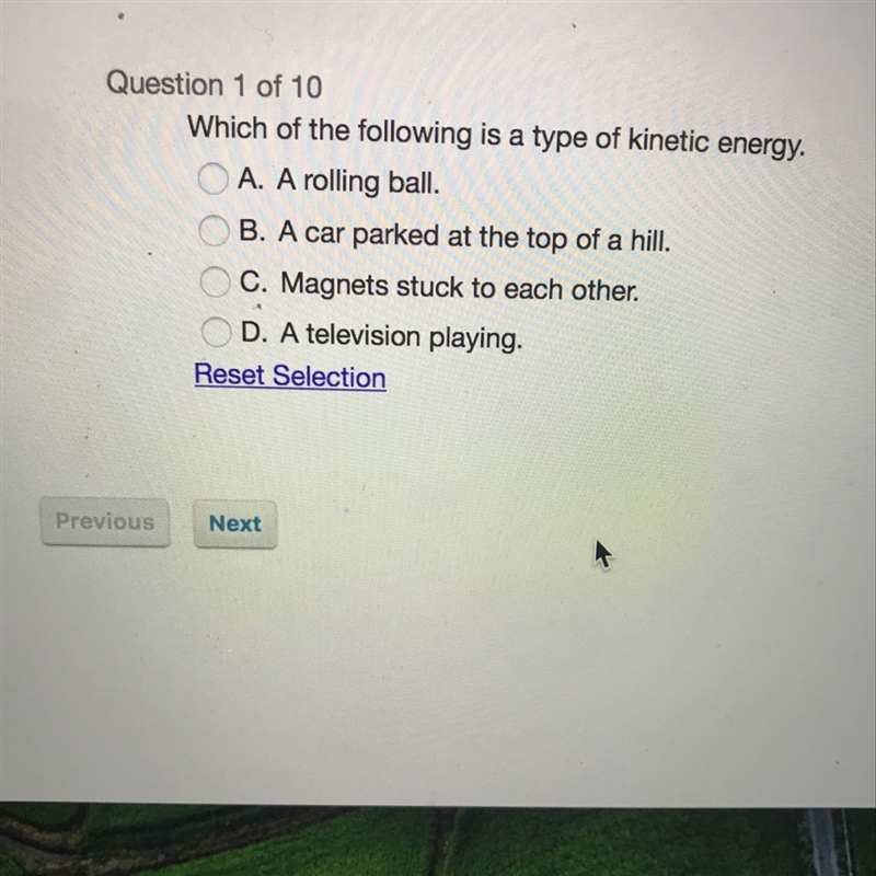 Which one is an example of kinetic energy-example-1