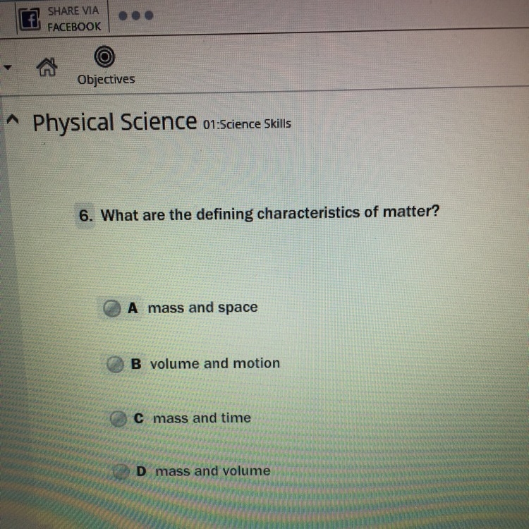 What are the defining characteristics of matter-example-1