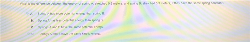 What is the difference between the energy of spring a, stretched 0.6 meters, and spring-example-1