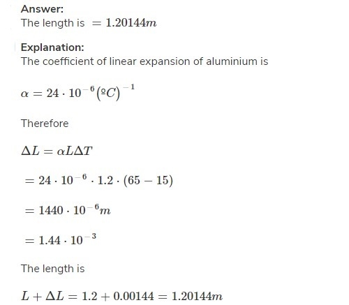 What's the length of an aluminum rod at 65°C if its length at 15°C is 1.2 meters? A-example-1