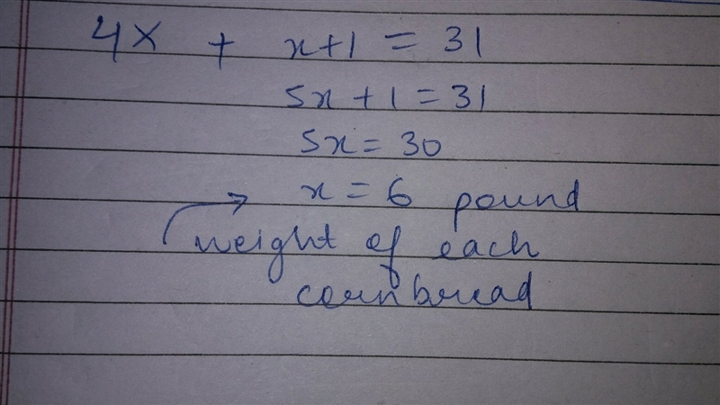 Bruce bought four packages of cornbread mix that each weighs x pounds. He also bought-example-1