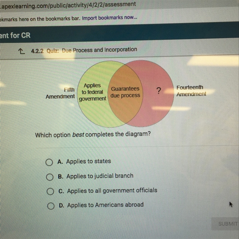 Which option best completes the diagram? A. Applies to states B. Applies to judicial-example-1