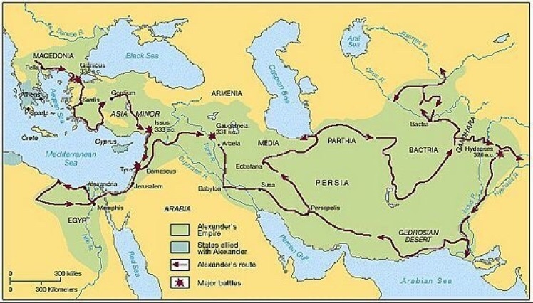 Alexander’s conquests led him to invade what part of Asia?-example-1