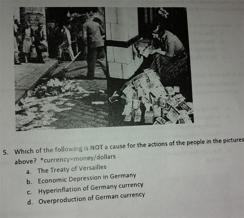 Which of the following is not a cause for the action of the people in the picture-example-1