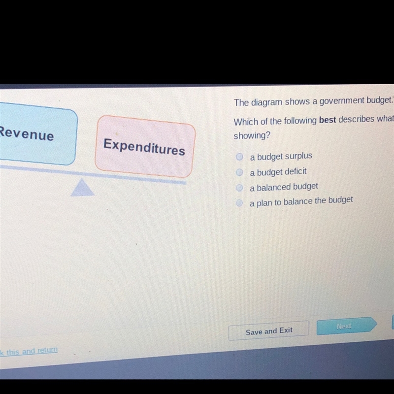 The diagram shows a government budget. Which of the following best describes what-example-1