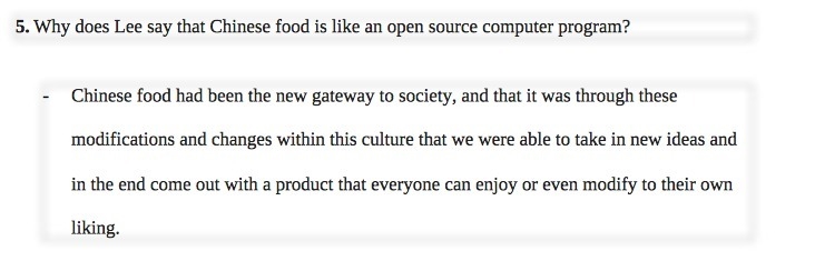 Why does Lee say that Chinese food is like an open source computer program?-example-1