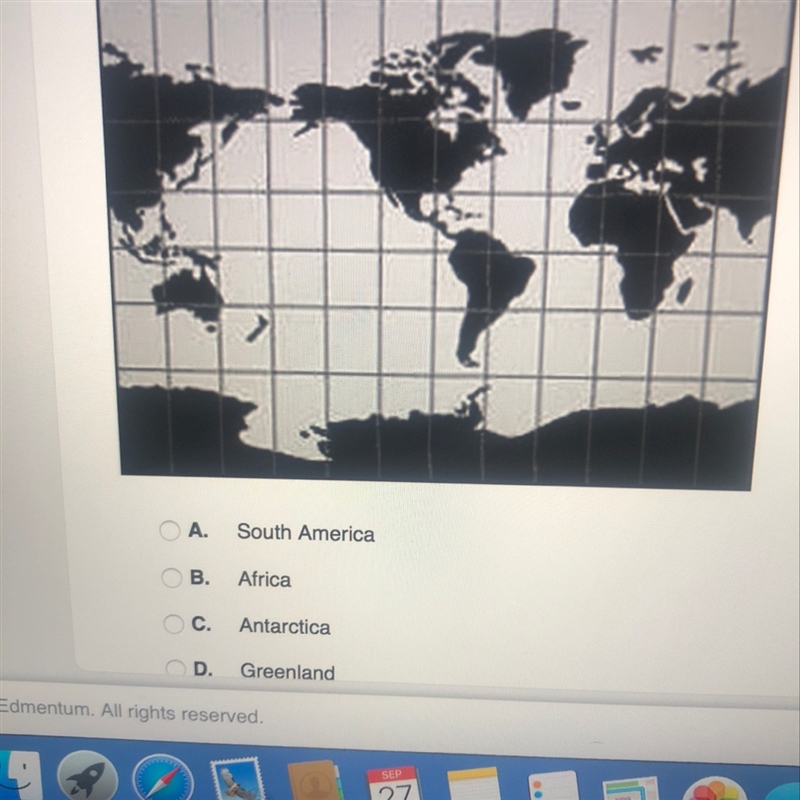 Which landmass is most distorted in the map-example-1