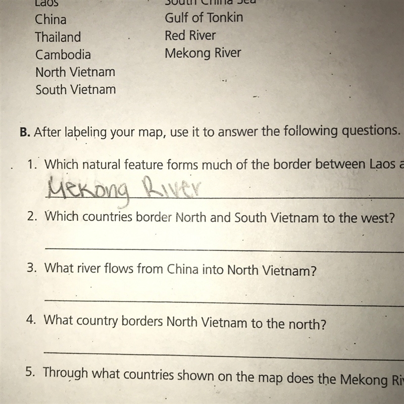 Which countries border north and south Vietnam and the west?-example-1