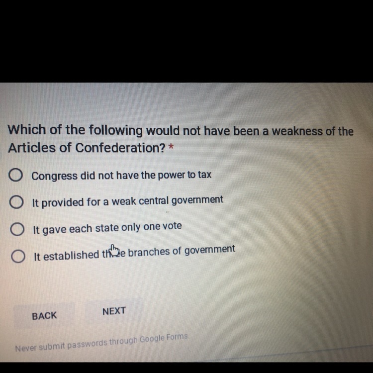 What was not a weakness of the articles of confederation-example-1