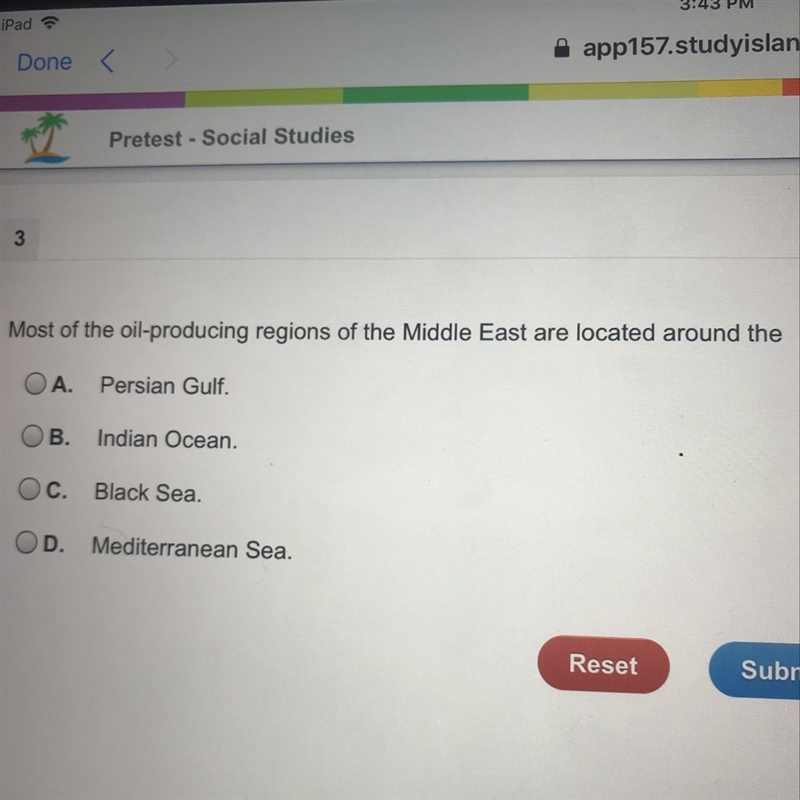 Most of the oil-producing regions of the Middle East are located around the A.Persian-example-1