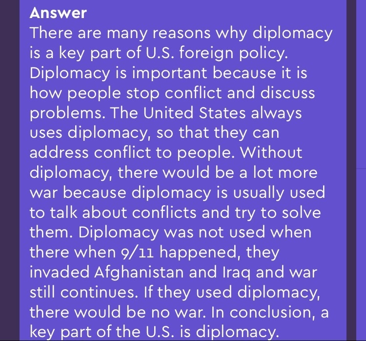 Why I diplomacy a key part I the United States foreign policy-example-1