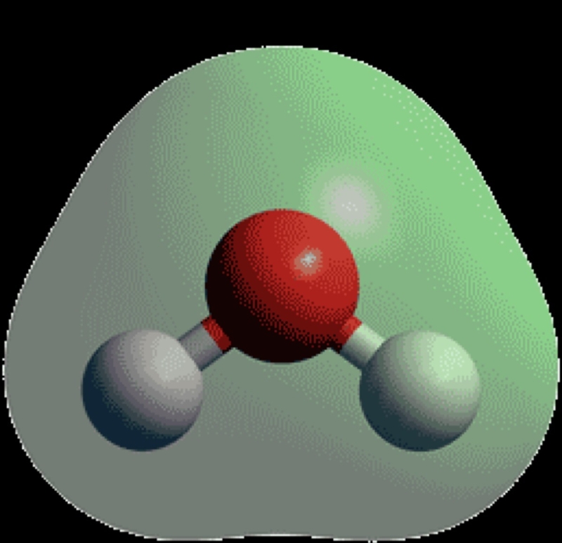 What shape does a water molecule have?-example-1