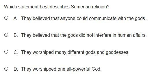 Which statement best describes Sumerian religion-example-1