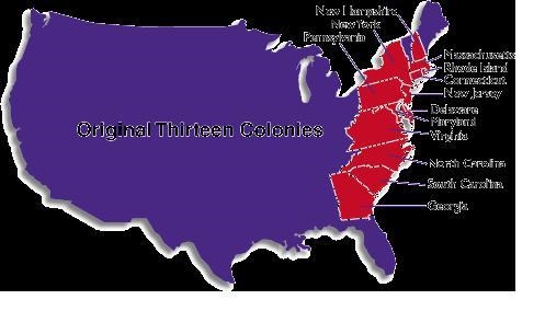 Map of the thirteen colonies-example-1