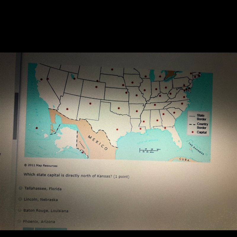 Which state capital is directly north of Kansas?-example-1