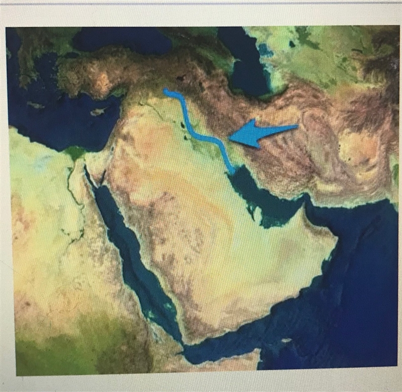 The arrow on this map is pointing to what river?-example-1