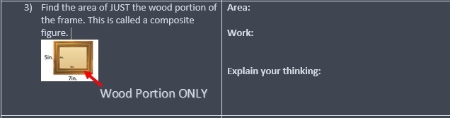 Find the area of JUST the wood portion of the frame. This is called a composite figure-example-1