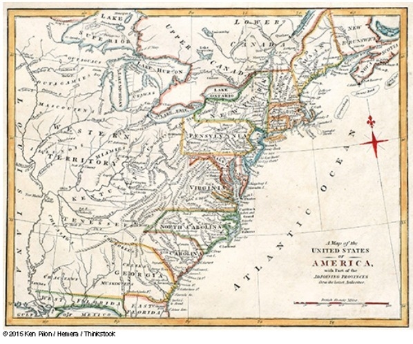 Look at the map below. How many of the American colonies had seaports on the Atlantic-example-1