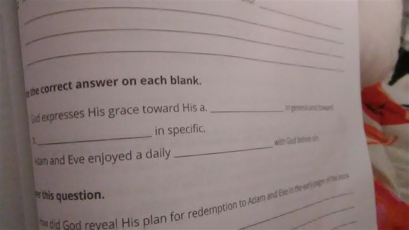 God expresses his grace toward his what in general and toward blank in specific-example-1