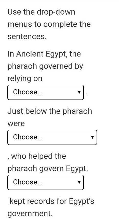 Options for the first sentence: A. surpluses B. merchants C. a bureaucracy D. scribes-example-1