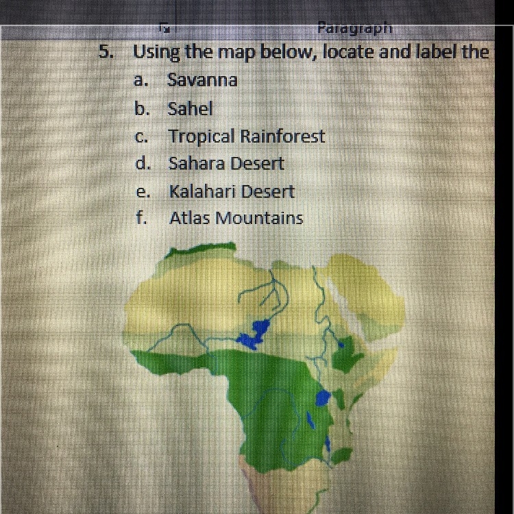 Using the map below locate and label the following regions of Africa-example-1