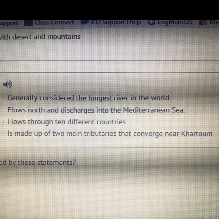 Which river is being described by these statements A. The Nile river B. The Congo-example-1