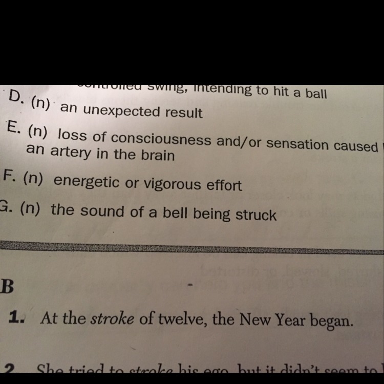 Is this a noun or a verb? “At the stroke of twelve, the New Years began.-example-1