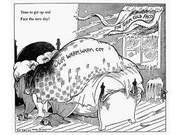 In this political cartoon about the Holocaust, what would "our warm, warm cot-example-1