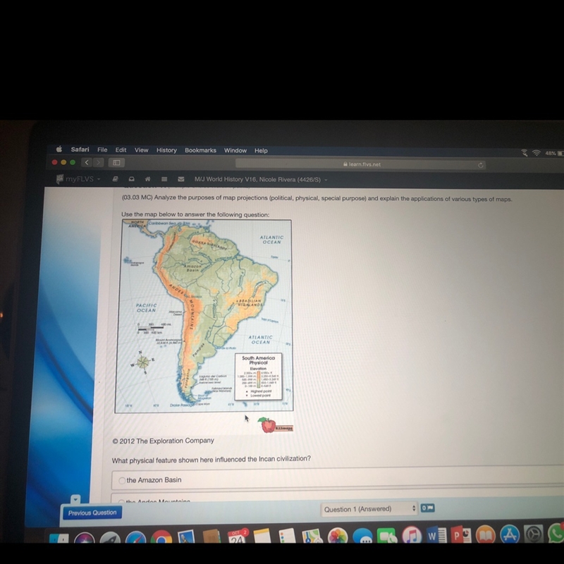 A. The amazon Basin B. The Andes mountains C. The Brazilian highlands D. The Guiana-example-1