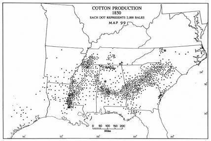 The map shows the production of cotton after the invention of the cotton gin. Based-example-1