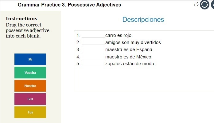 Can some one help me on an asignment about possesive ajectives.-example-1