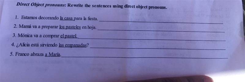 can someone please answer these for me in Spanish lol don’t forget using the direct-example-1