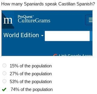 How many Spaniards speak Castilian Spanish? 15% of the population 27% of the population-example-1