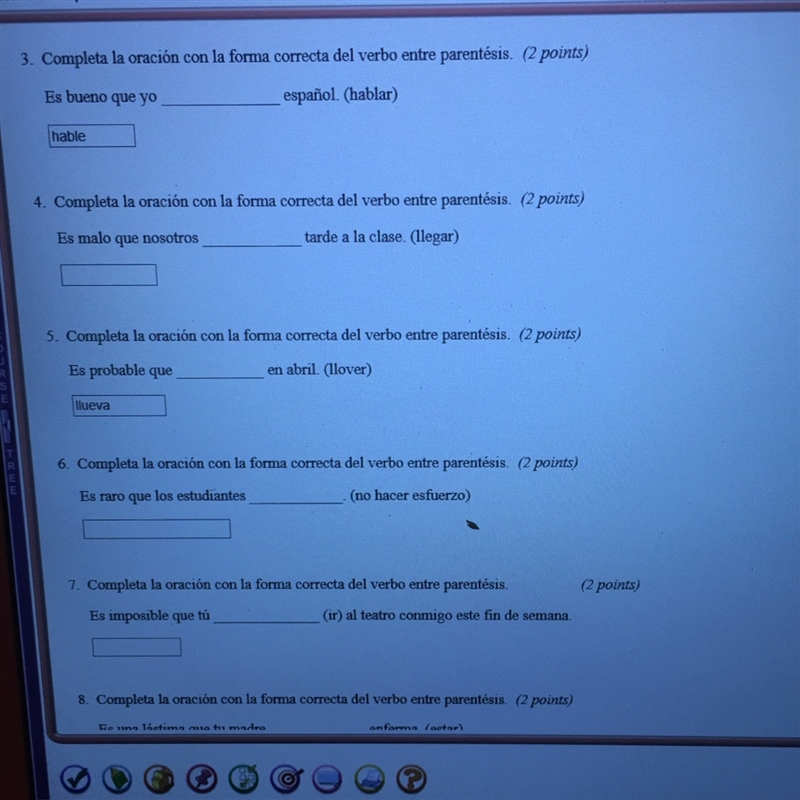 Please check my answers and help with some for 3-7. Thanks!-example-1