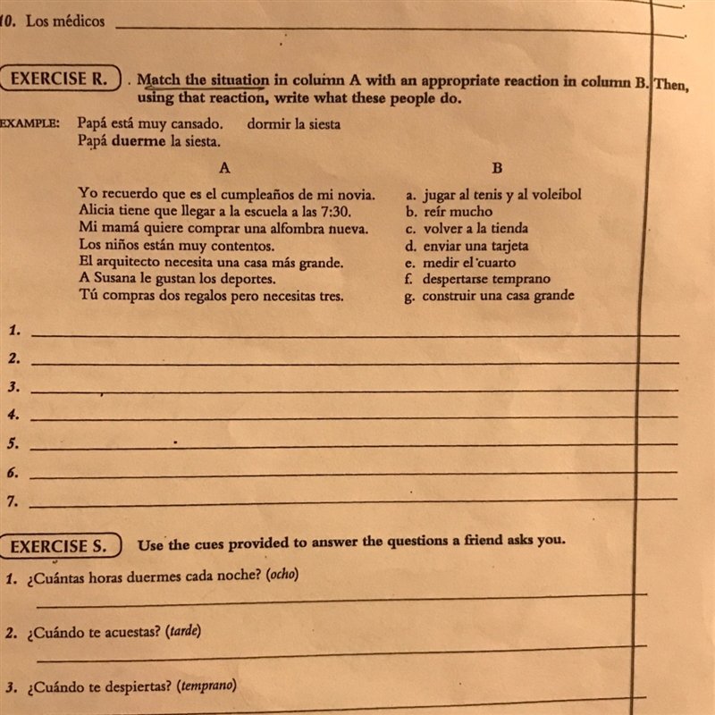 Match the situation in column A with an appropriate reaction in column B. Then using-example-1