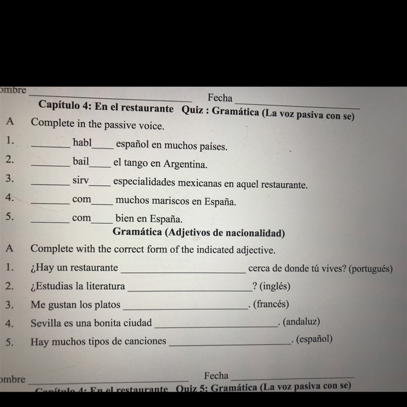 I need help with the bottom section of this worksheet. My Spanish textbook is not-example-1