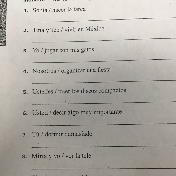 Questions 1-8 creating a sentence-example-1