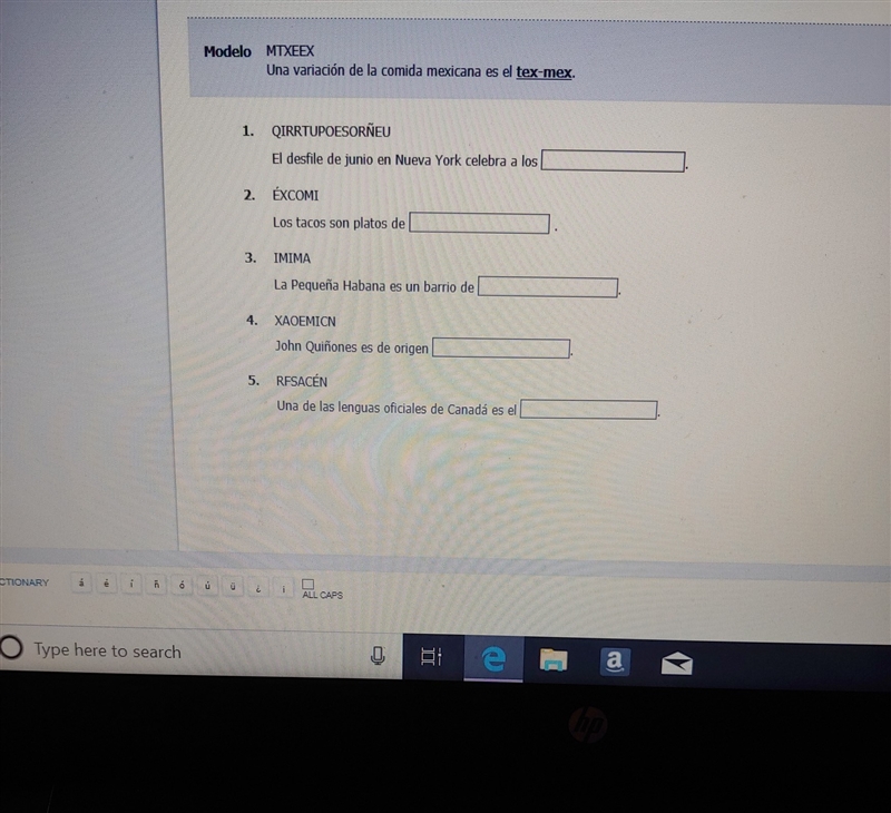 Unscramble the words to complete the sentences.-example-1