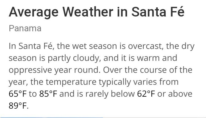 What is the climate of Santa Fe, Panama-example-1