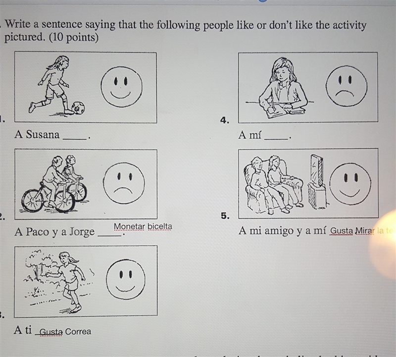 Chapter 1 test avancemos 1-example-1