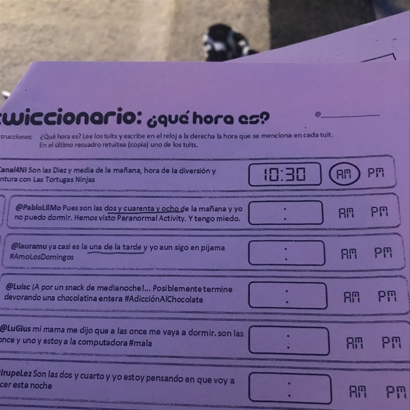 Dos y cuarenta y oche de la mañana What’s the answers to these questions?-example-1