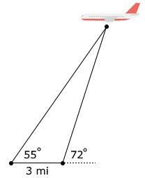 A plane flying at a certain altitude is observed from two points that are 3 miles-example-1