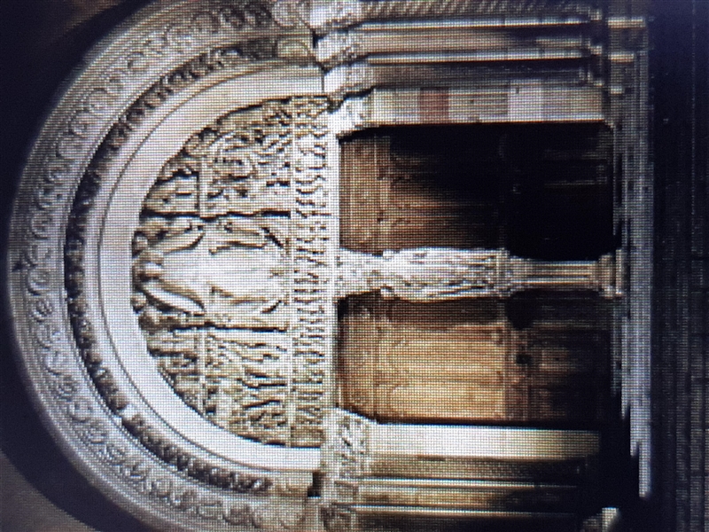 Which statement best describes portals in romanesque cathedrals? A) the sculpture-example-1