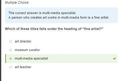 Which of these titles falls under the heading of "fine artist?" museum curator-example-1