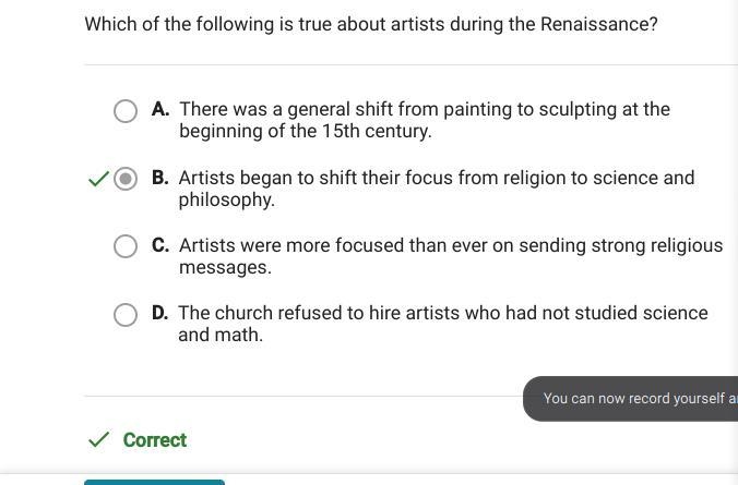 Which of the following is true about artist during the renaissance?-example-1