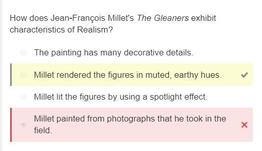 How does Jean-François Millet's The Gleaners exhibit characteristics of Realism? A-example-1