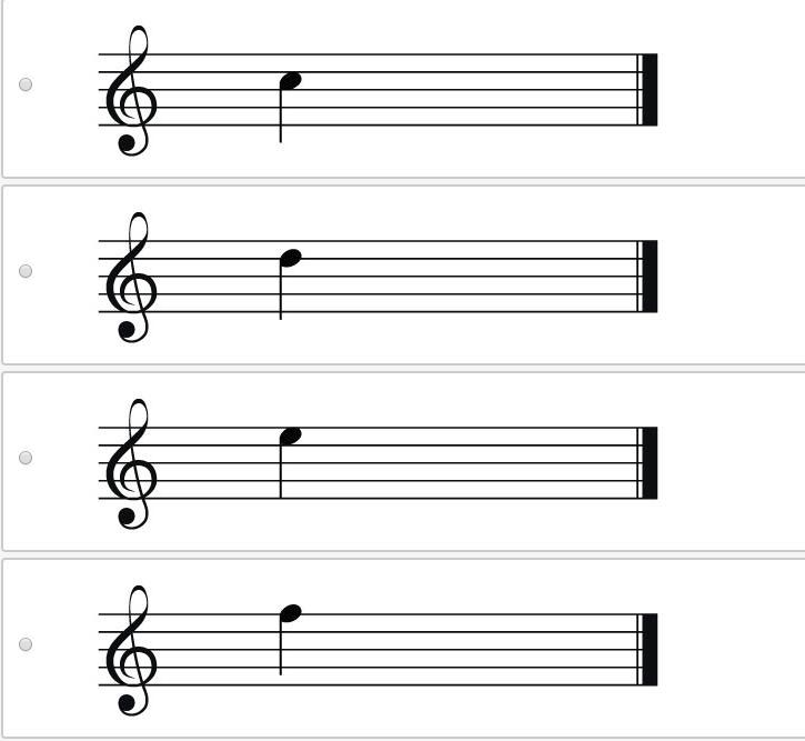 Which of the following represents the note on the fretboard diagram above?-example-2