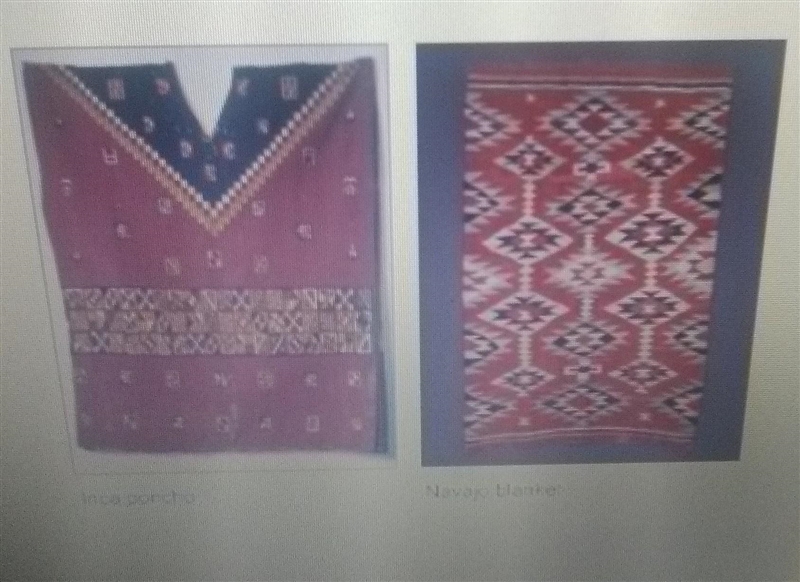 What statement describes a difference between the Inca Poncho and Navajo blanket show-example-1