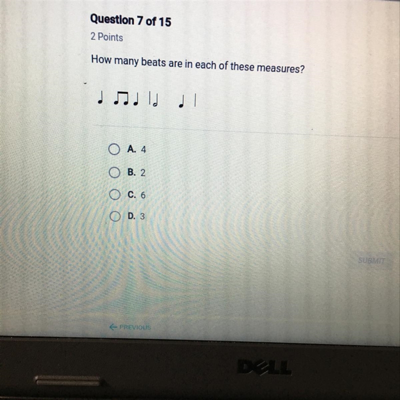 How many beats are in each of these measures?-example-1